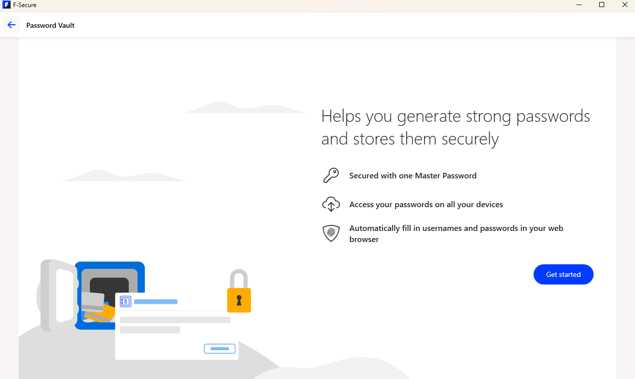 F-Secure Privacy Vault setup page