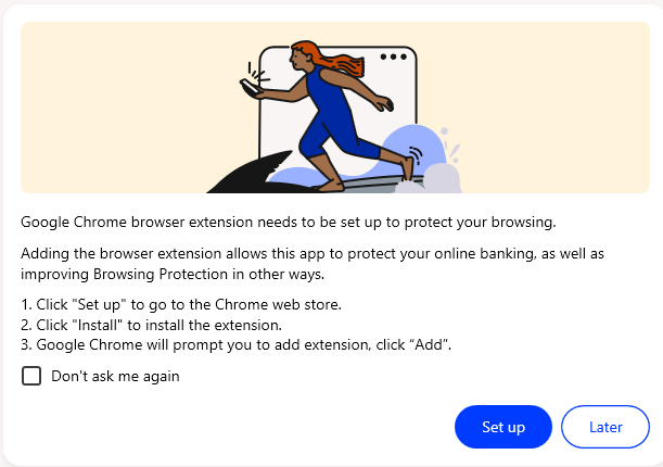 F-Secure task to set up the F-Secure browser extension on Google Chrome.