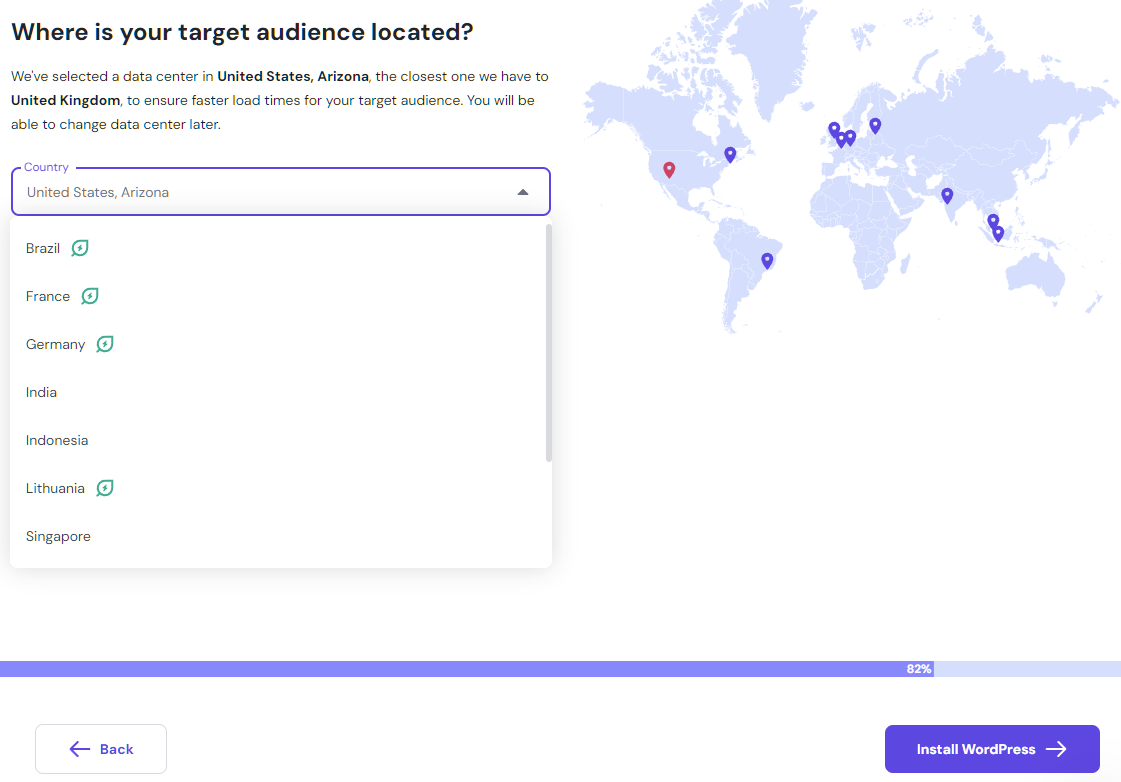 hostinger choosing data center