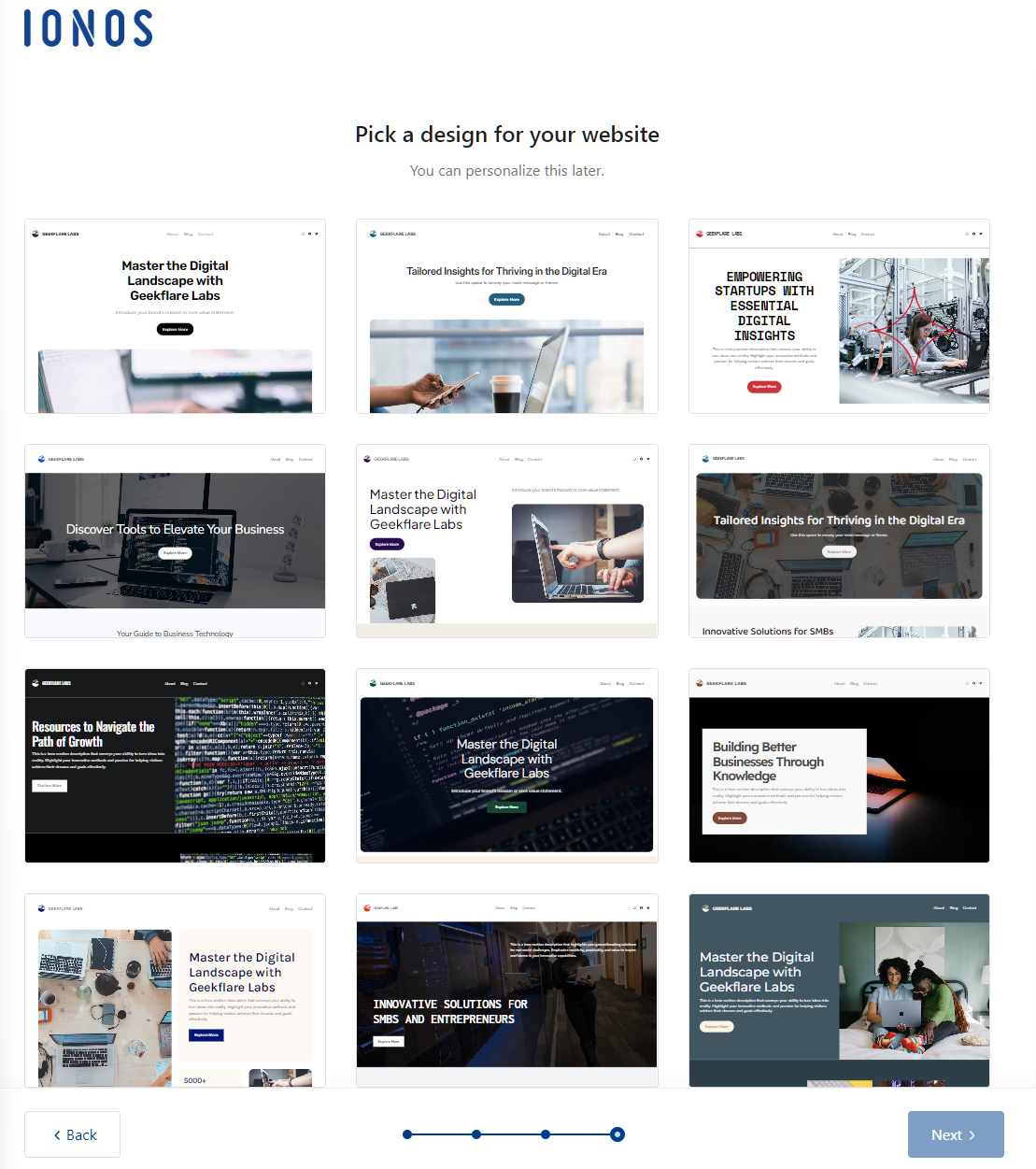 IONOS design options AI generated